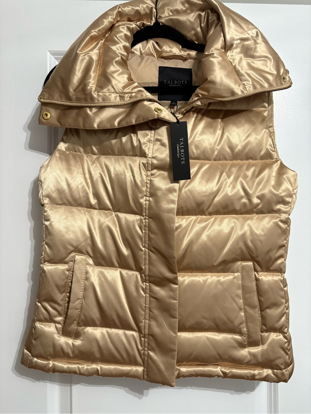 Talbots Shimmery Gold Quilted Puffer Vest